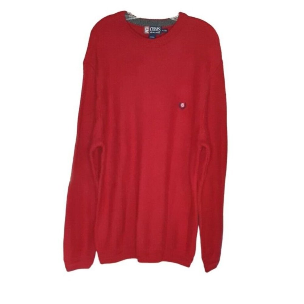 Vintage Chaps Ralph Lauren Mens XL‎ Red Pullover Sweater Crew Neck Cotton…